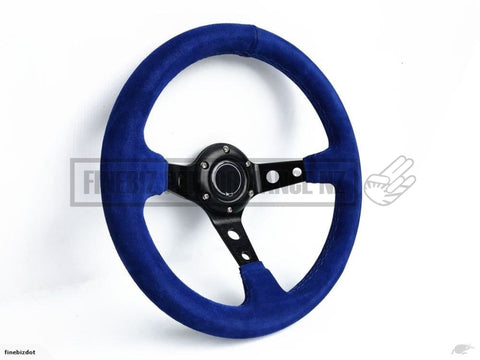 Deep Dish Blue Suede Hole 320Mm Steering Wheel - Car Parts