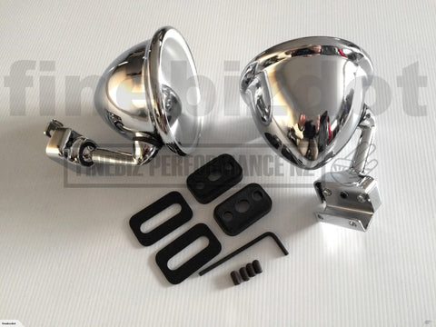 Retro Style Chrome Bullet Mirrors With Gutter Clip - Car Parts