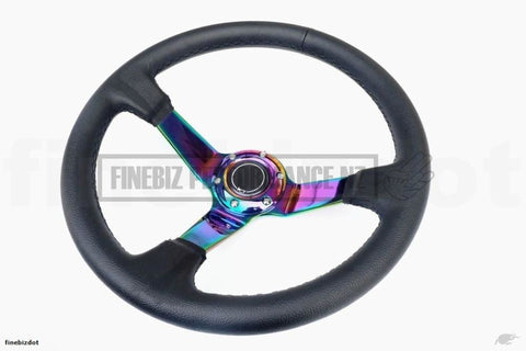 Vinyl Deep Dish 350Mm Neochrome Steering Wheel - Car Parts