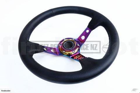 Vinyl Deep Dish Hole 320Mm Neochrome Steering Wheel - Car Parts
